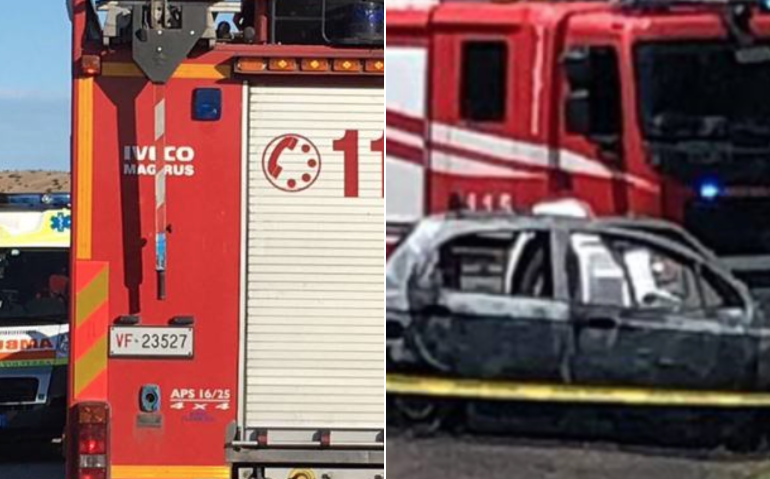 Donna muore nell'auto in fiamme dopo un incidente