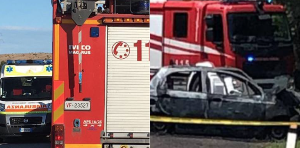 Donna muore nell'auto in fiamme dopo un incidente