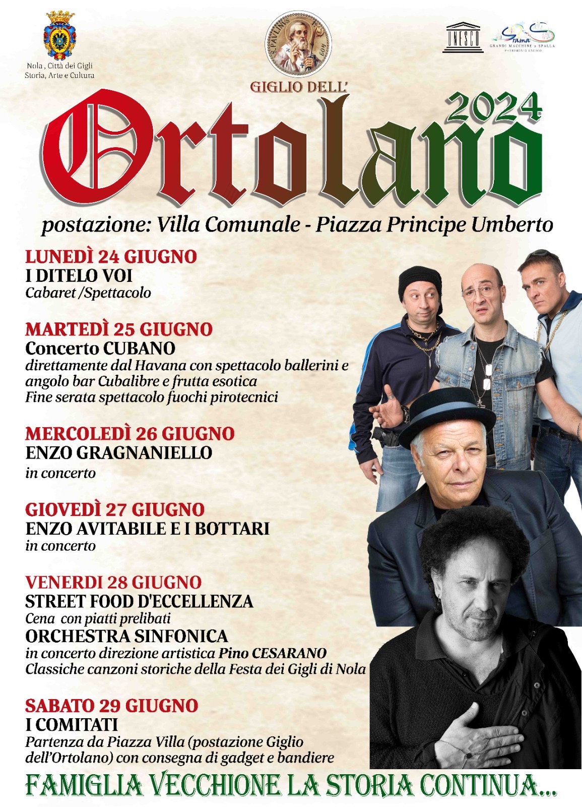 GIGLI, AVITABILE E GRAGNAGNIELLO CON L’ORTOLANO GRAZIE ALLA FAMIGLIA VECCHIONE