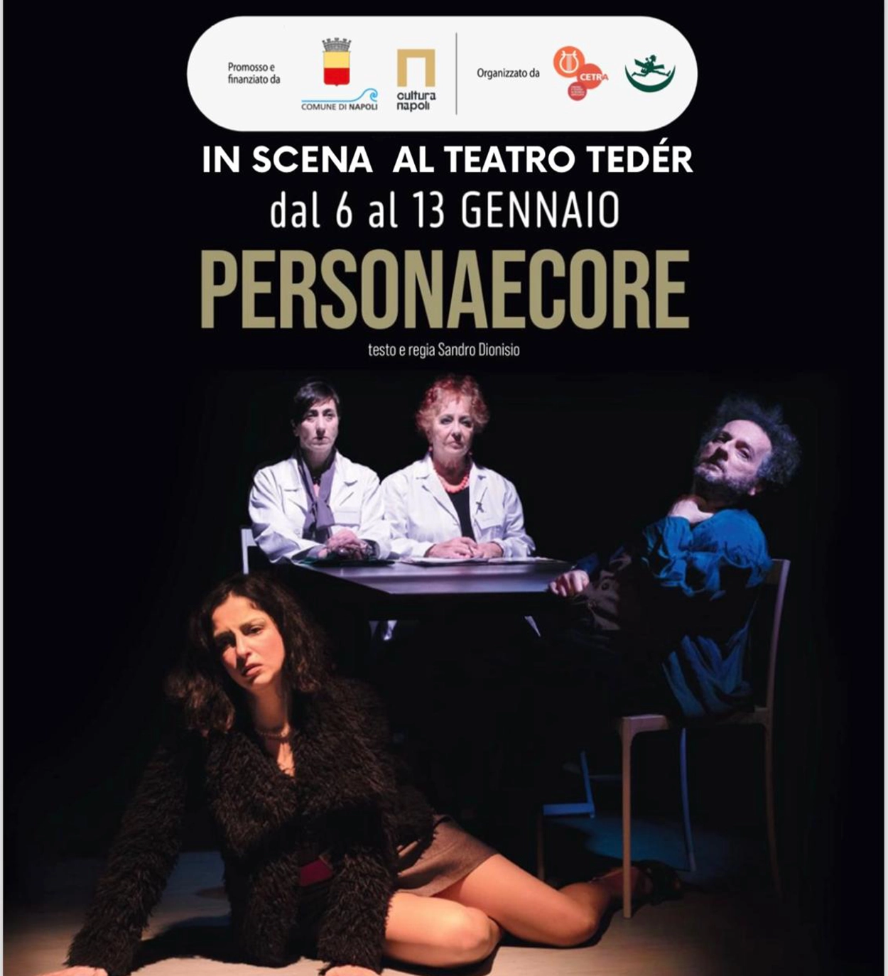 Torna Personaecore di Sandro Dionisio dal 6 al 13 gennaio gratuitamente in scena al Teatro Tedér