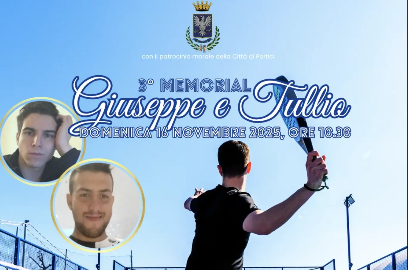 Portici Ricorda Giuseppe Fusella e Tullio Pagliaro: 3° Memorial con Torneo di Padel e raccolta fondi per Gaza