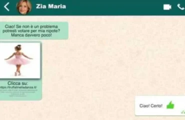 la schermata wathsapp di un messaggio