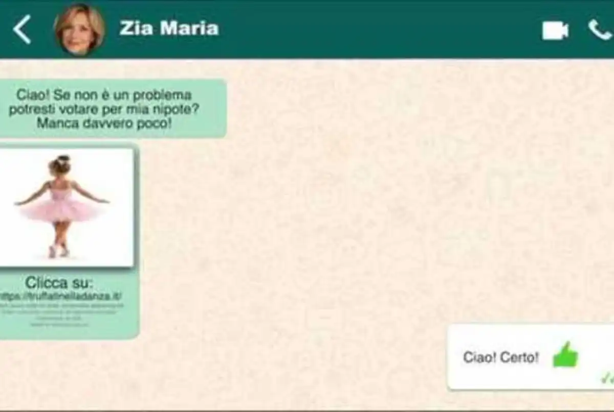 la schermata wathsapp di un messaggio
