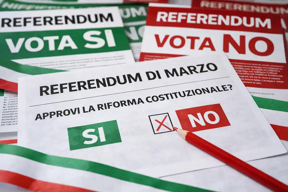 Il si o no del referendum di marzo con una matita che segna il no