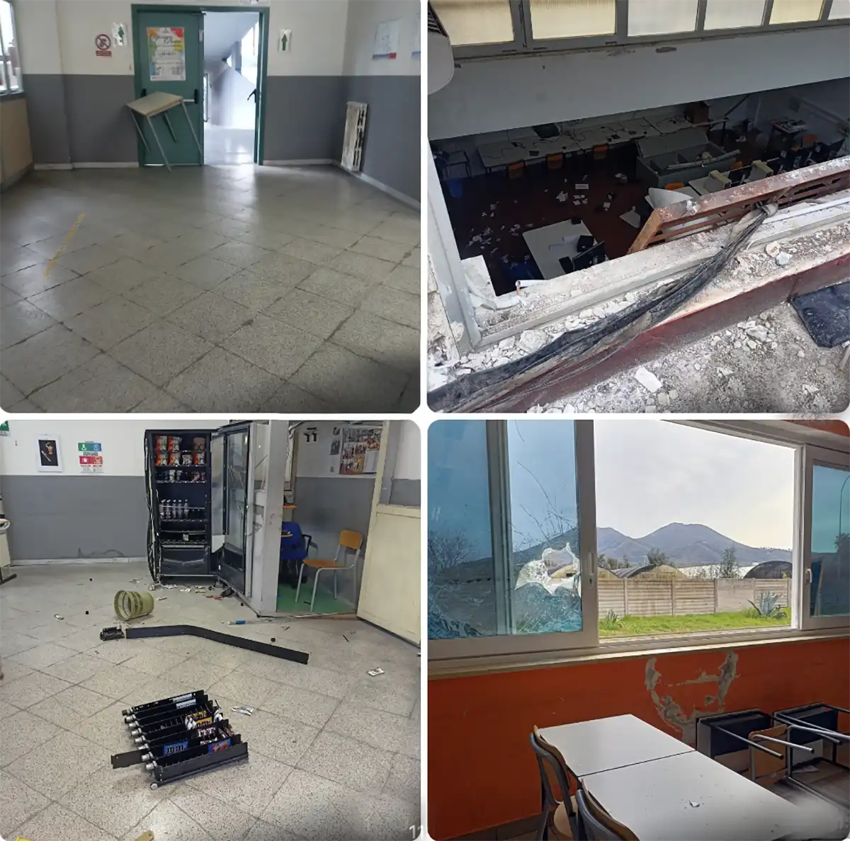 Le foto del furto commesso a San Giorgio a Cremano in una scuola
