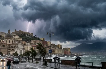 Un cielo truce e temporalesco su Napoli